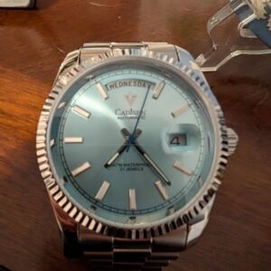 Ice Blue Day-Date Automatic Watch | Miyota Movement | Stunning Lume | Luxury Sty